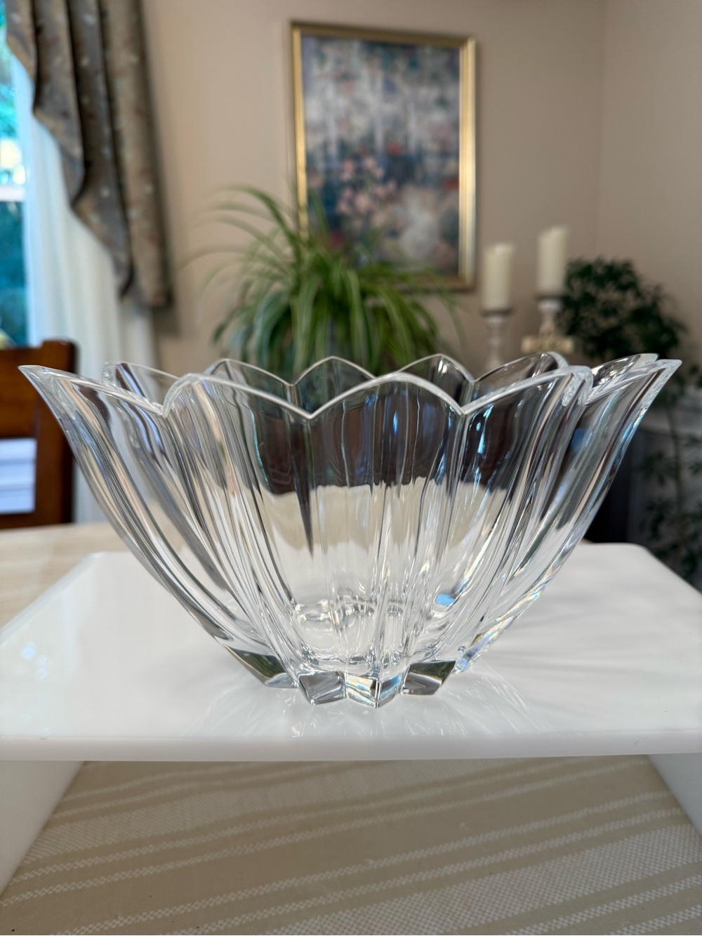 Source Unknown Clear Crystal Bowl with Scalloped Rim